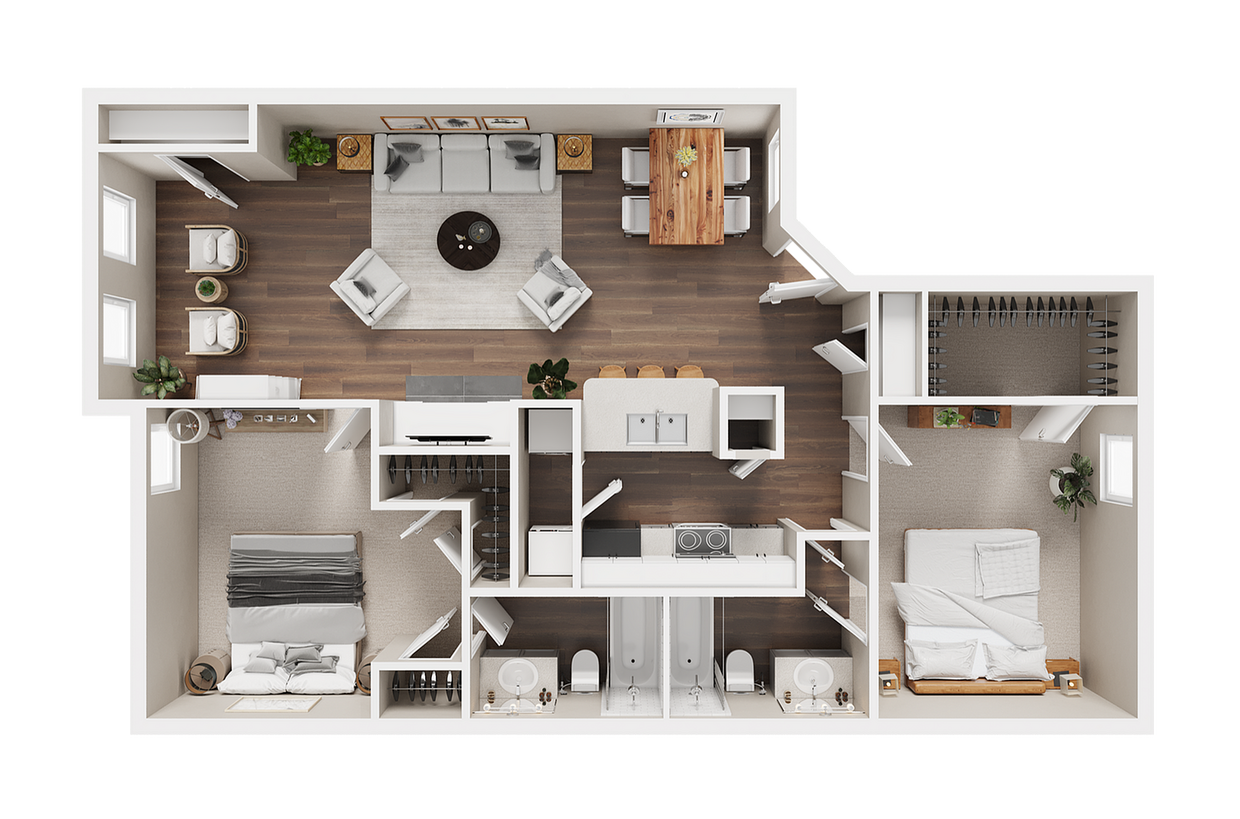 2 BR x 2 BA with Washer/Dryer - 2 BR x 2 BA with Washer/Dryer