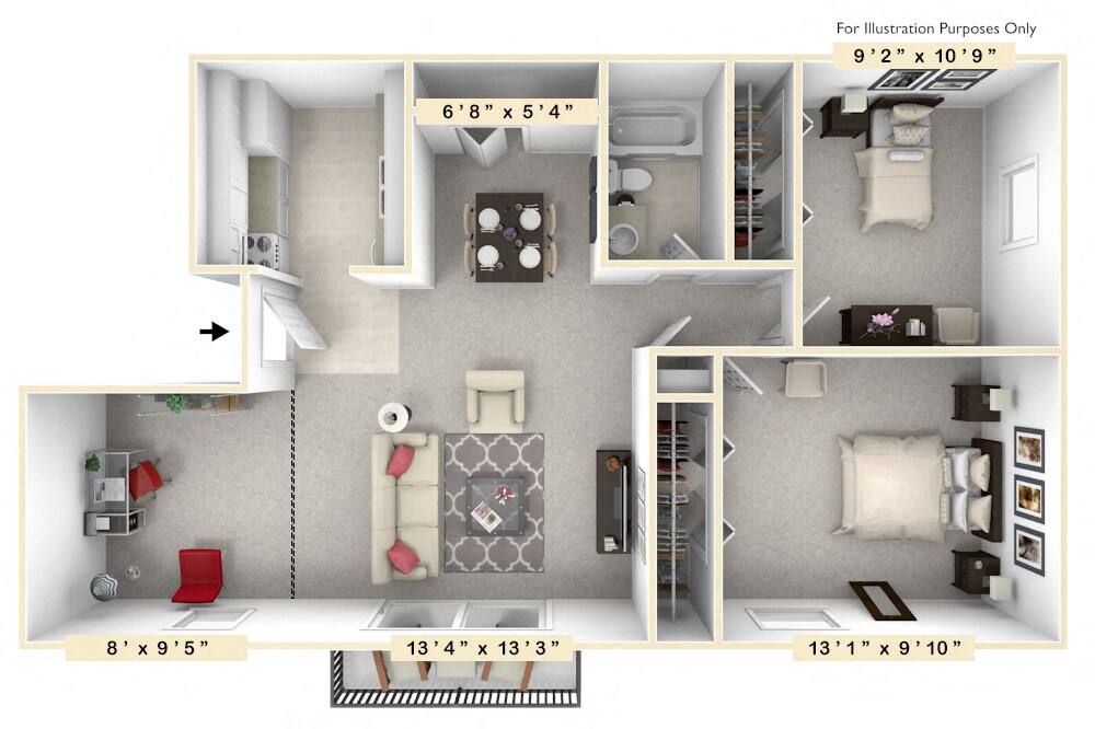 Floor Plan - The Helm 2 BR 1 BA
