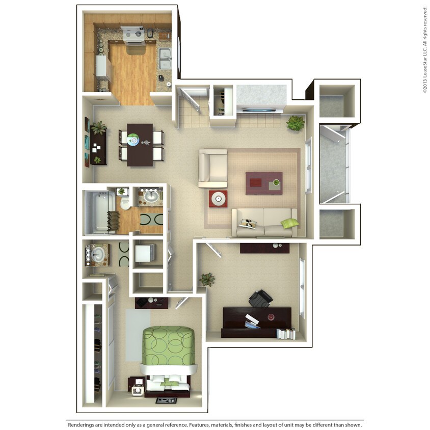 Floor Plan - 1 Bed 1.25 Bath with Den (Plan C)