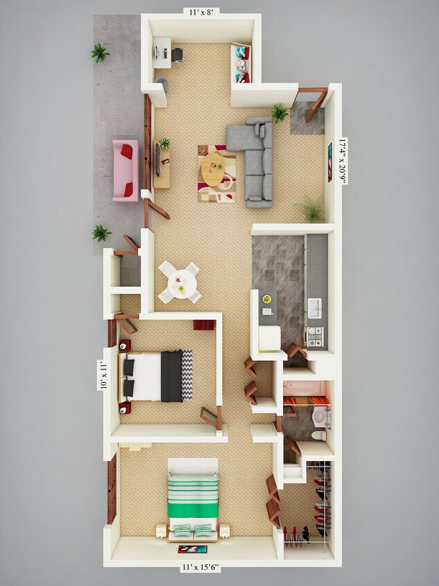 The Elm: Beds - 2: Baths - 1: SqFt Range - 981 to 981 - The Elm