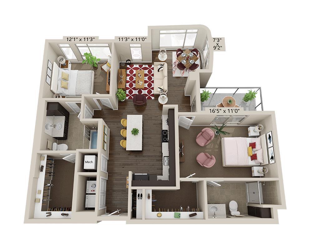 Floor Plan - Two Bedroom B2V