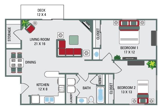Floor Plan - The Standard - 1065 Sqft