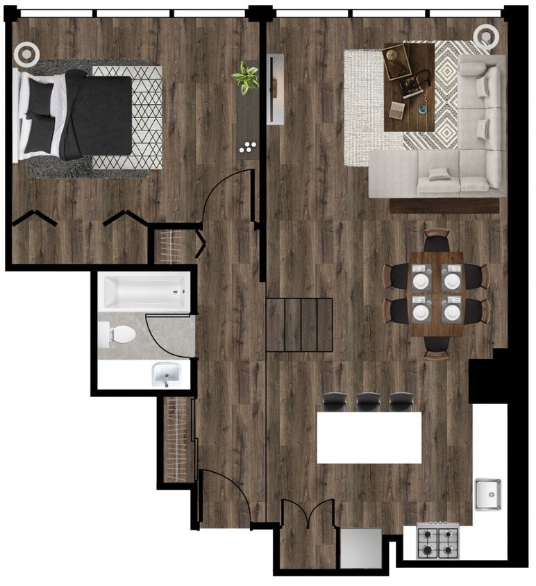 Floor Plan - 1 Bed - 1 Bath