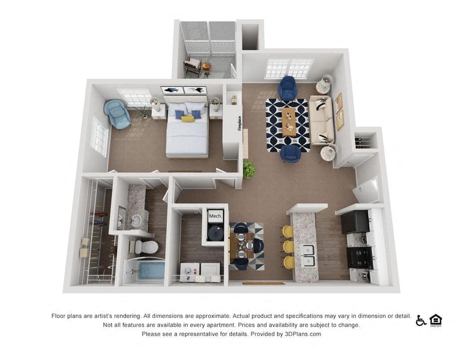 Floor Plan - 1 Bed 1 Bath Large Renovated