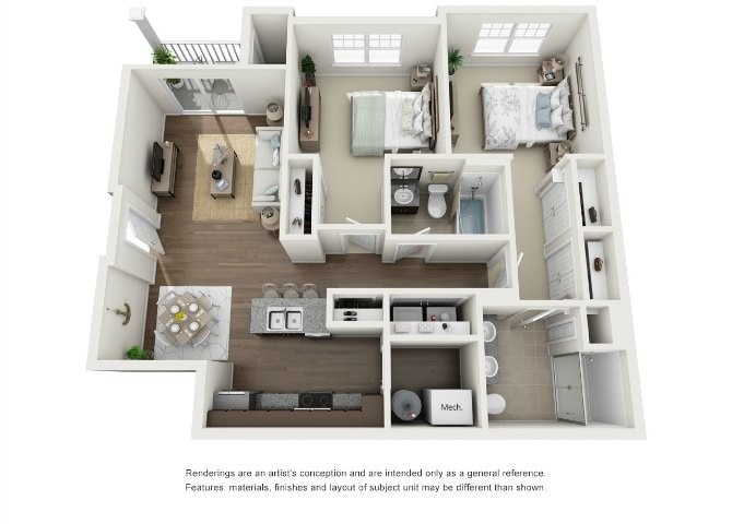 Floor Plan - Williams, 2 Bed, 2 Bath