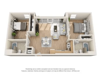 Floor Plan - 2 Bedroom 2 Bathroom B6