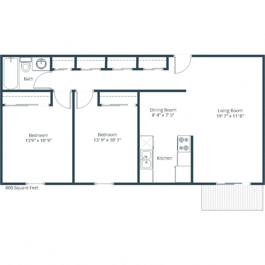 Floor Plan - Two Bedroom 21B