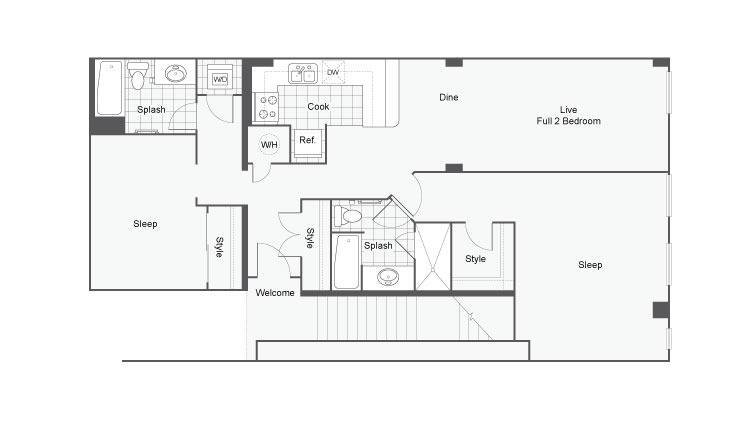 Grady 1.5/2 Floor Plan - The Grady I