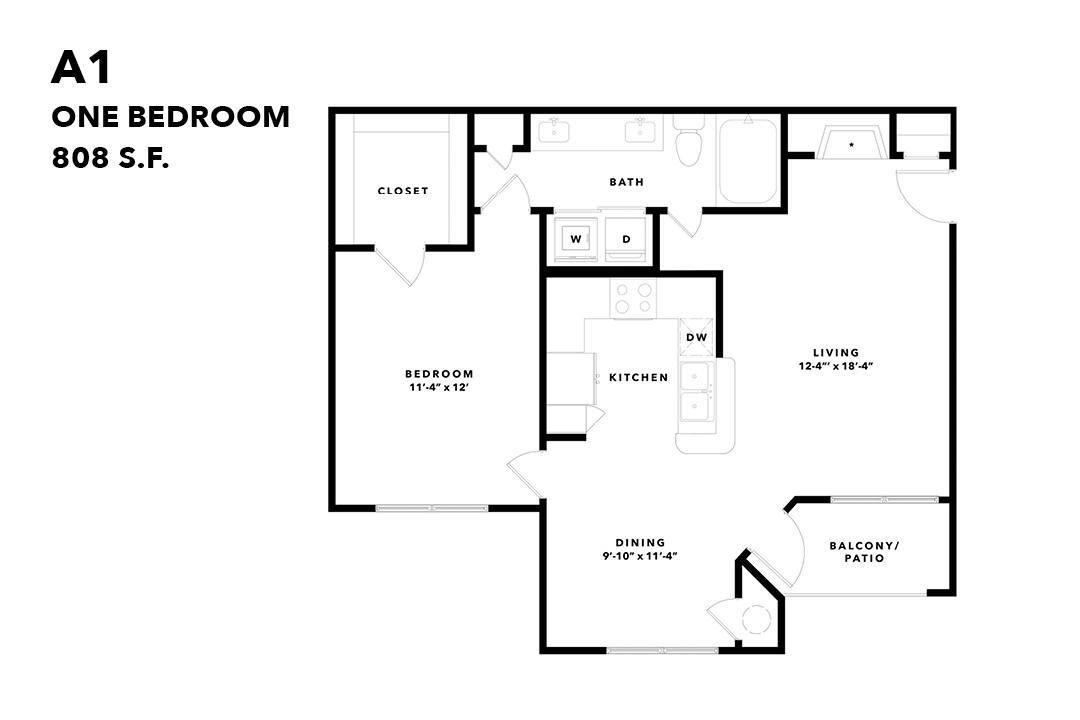 Floor Plan - One Bedroom Renovated A1pr