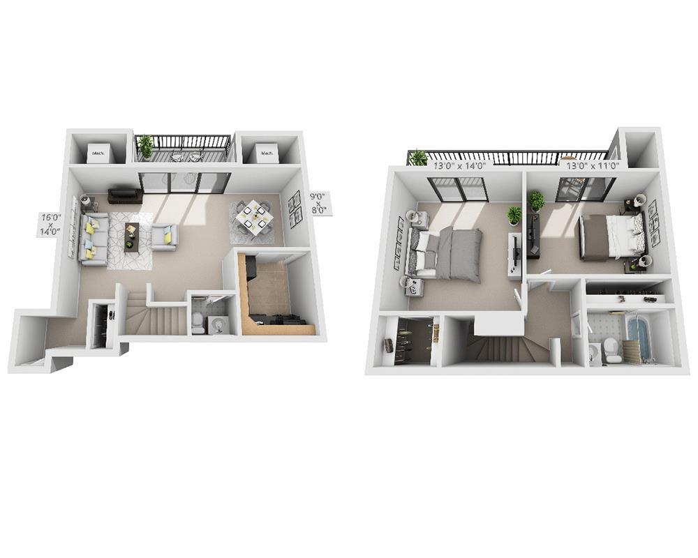 Floor Plan - Garden (2 Bedroom Duplex)