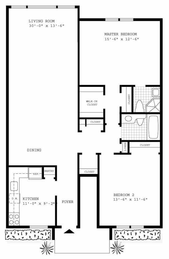 Floor Plan - Model B 2 Bedroom no Terrace First Floor