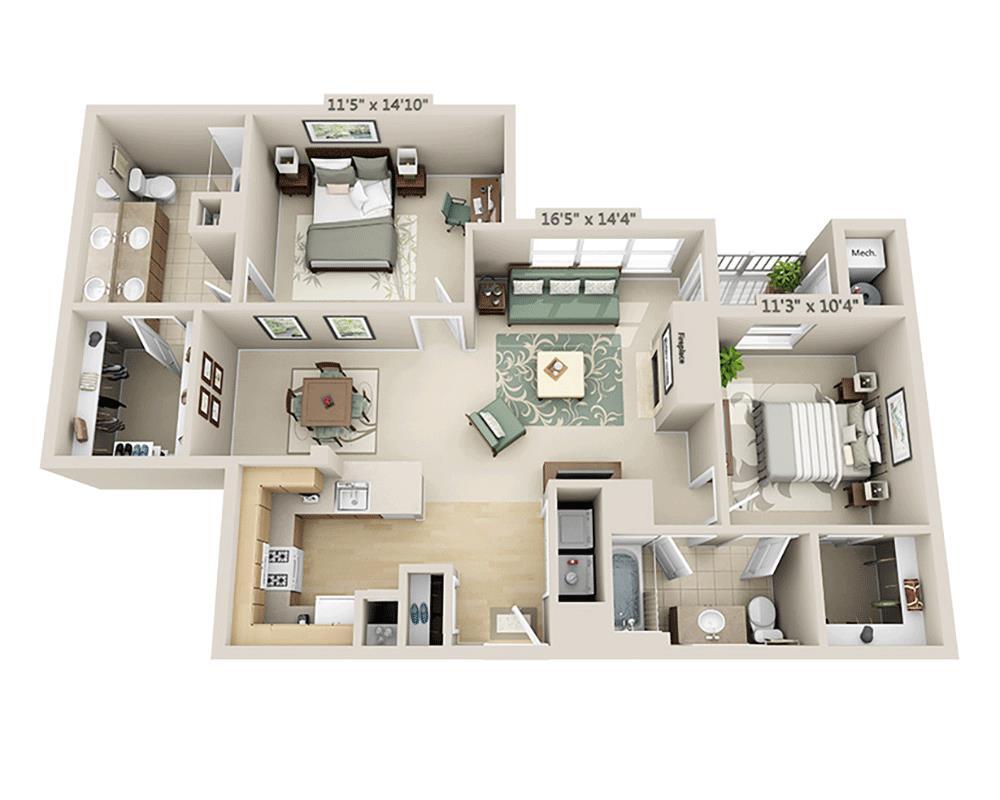 Floor Plan - Two Bedroom B2I