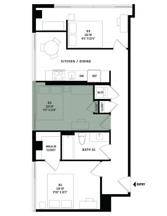 Floor Plan - Co-Living C1-Bedroom 2