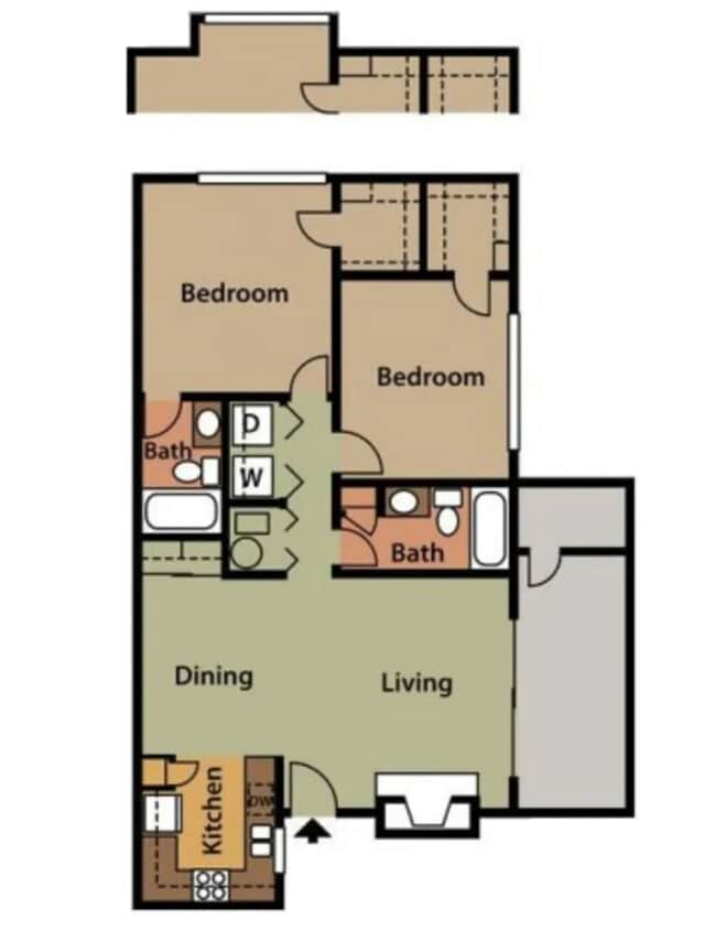 Floor Plan - 2 Bed 2 Bath E
