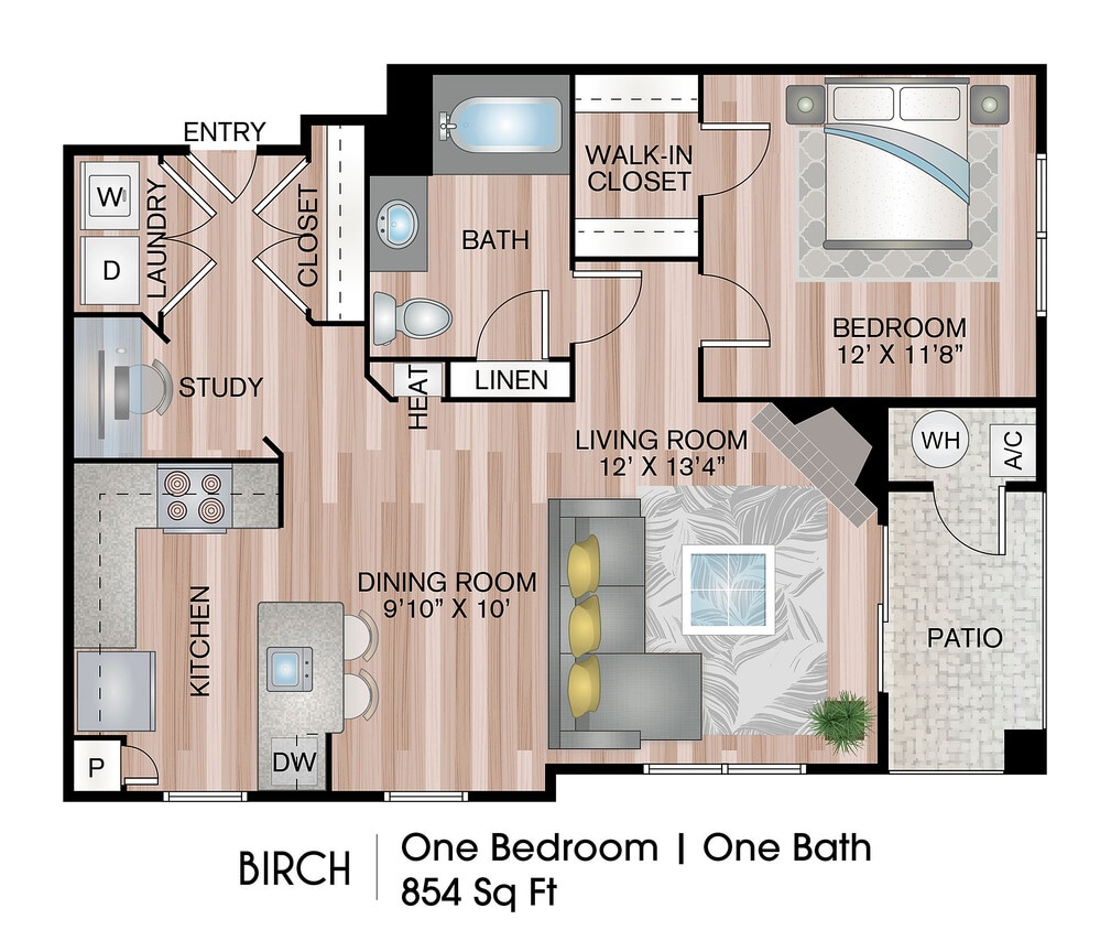 854 Square Feet - Birch