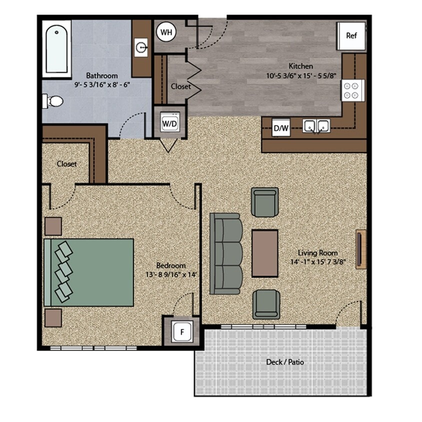 Floor Plan - 1 Bedroom Unit L