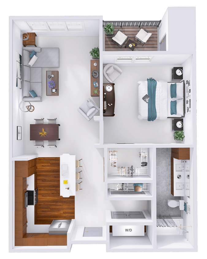 Floor Plan - NorthTown - B4 - 1 Bed - 1 Bath