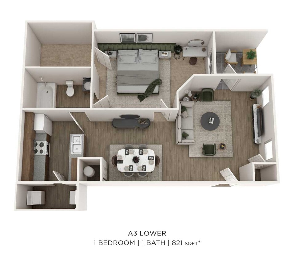 Floor Plan - One Bedroom- Lower