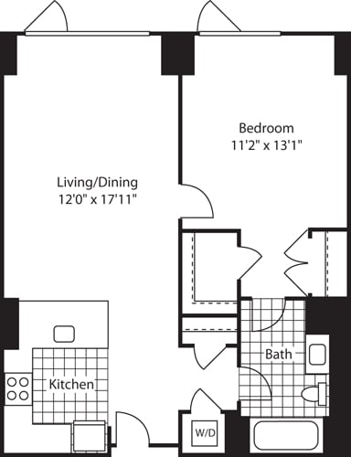 Floor Plan - 1 Bed (North)- 716