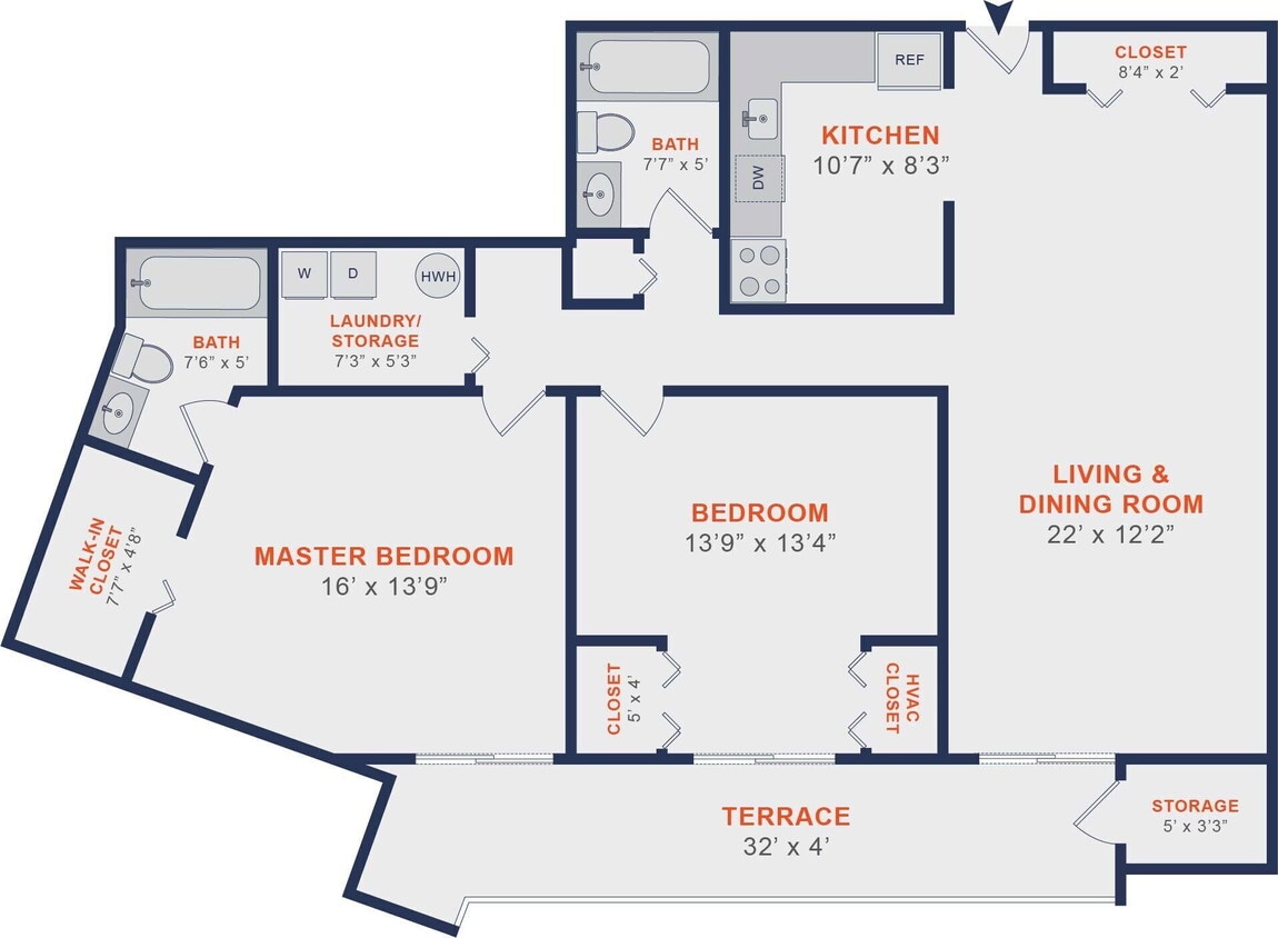 Floor Plan - The Liberty | 2 Bed | 2 Bath