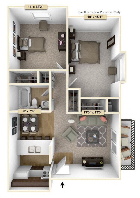 Floor Plan - Two Bedroom Cedar