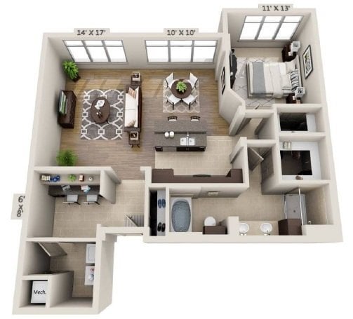 Floor Plan - A1H- Renovated