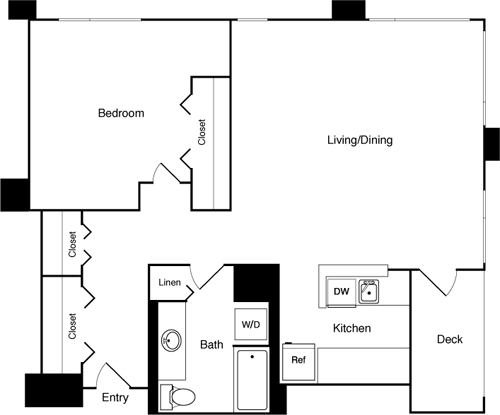 Floor Plan - 1 Bed 1811 - 2311 NE