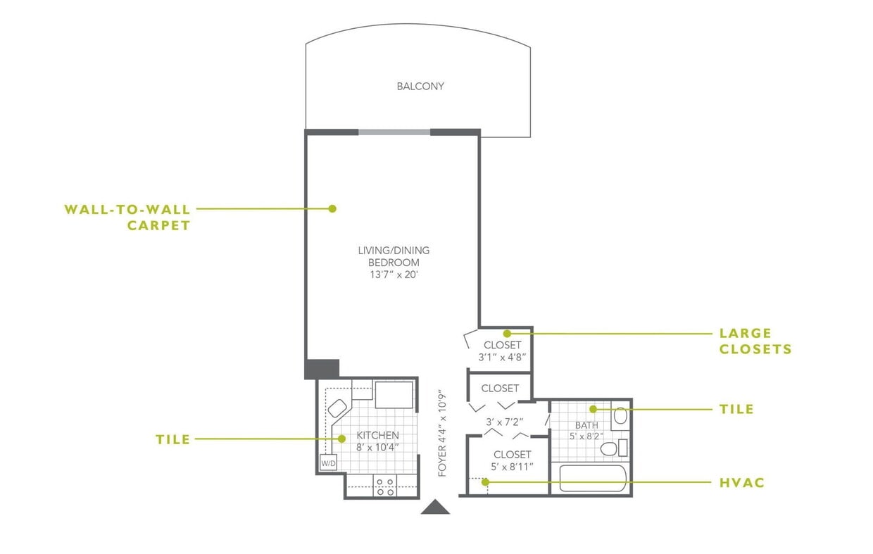 Floor Plan - Studio | 1 Bath