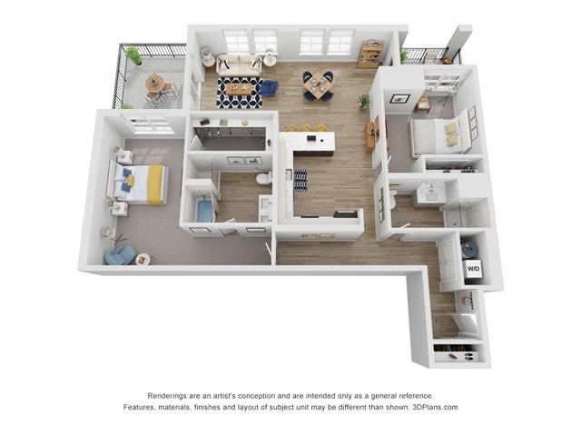 Floor Plan - 2 Bedroom 2 Bath 1747 Sq. ft.