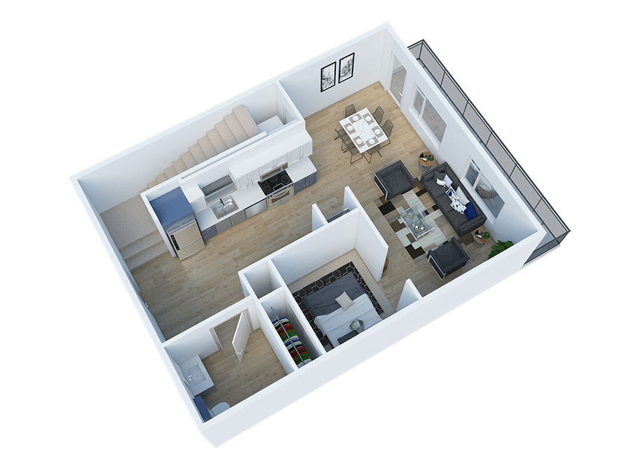 Floor Plan - 1Bedroom B Townhouse
