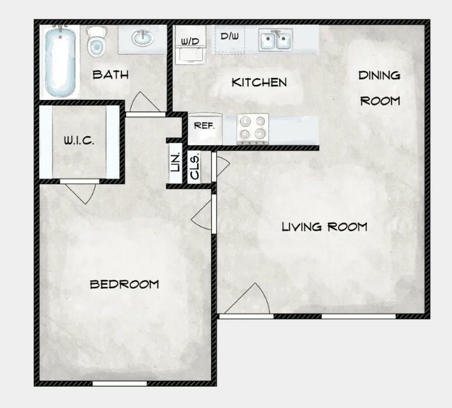Floor Plan - One Bedroom/One Bath