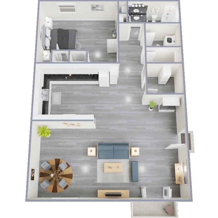 Floor Plan - 1 Bed 1 Bath