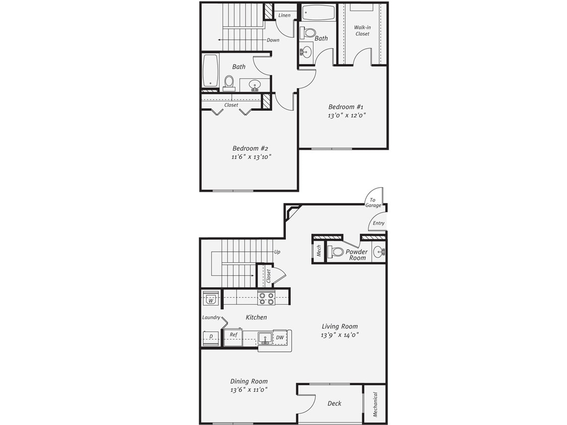 Floor Plan - 2 Bed/2.5 Bath-The Daly TH Garage