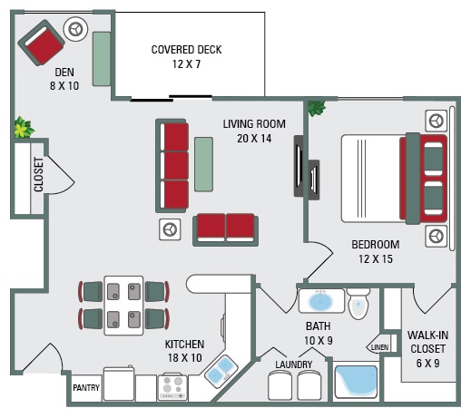 Floor Plan - The Willow - 913 Sqft