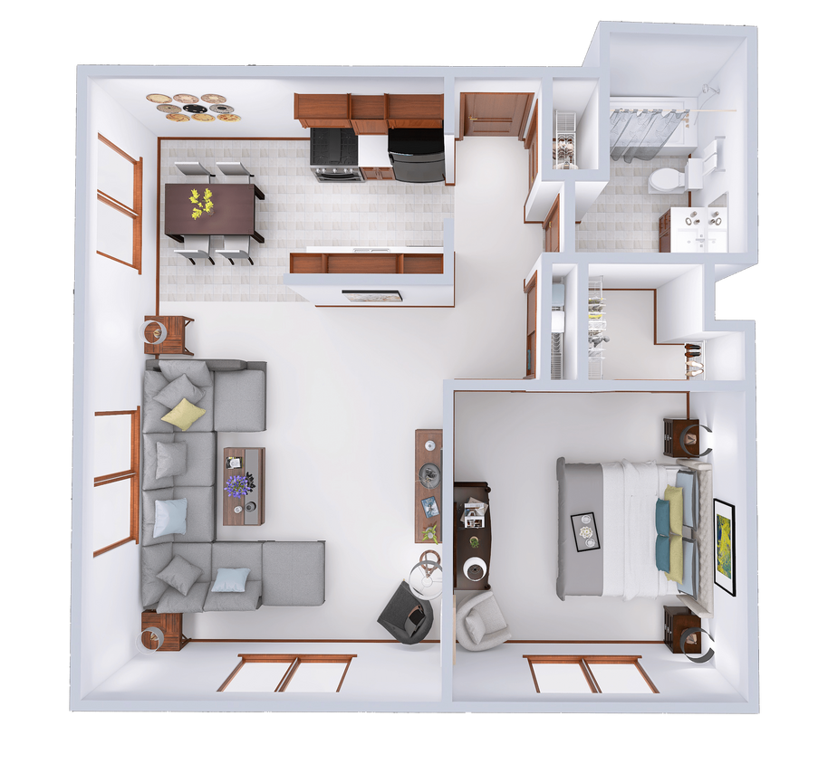 Floor Plan - Phase 1 - 1 Bed, 1 Bath Garden