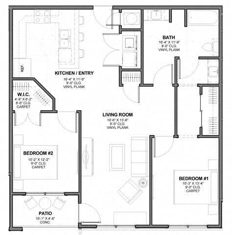 Floor Plan - Two-Bedroom (B2)