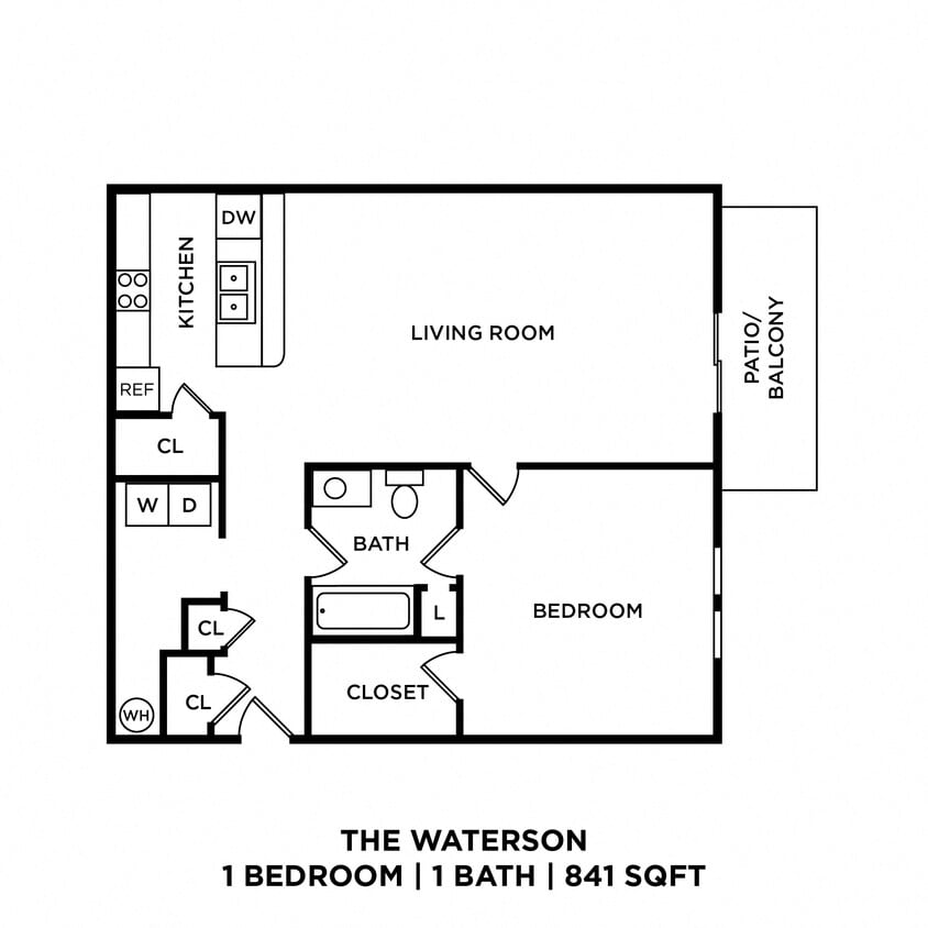 Floor Plan - One Bedroom - The Waterson
