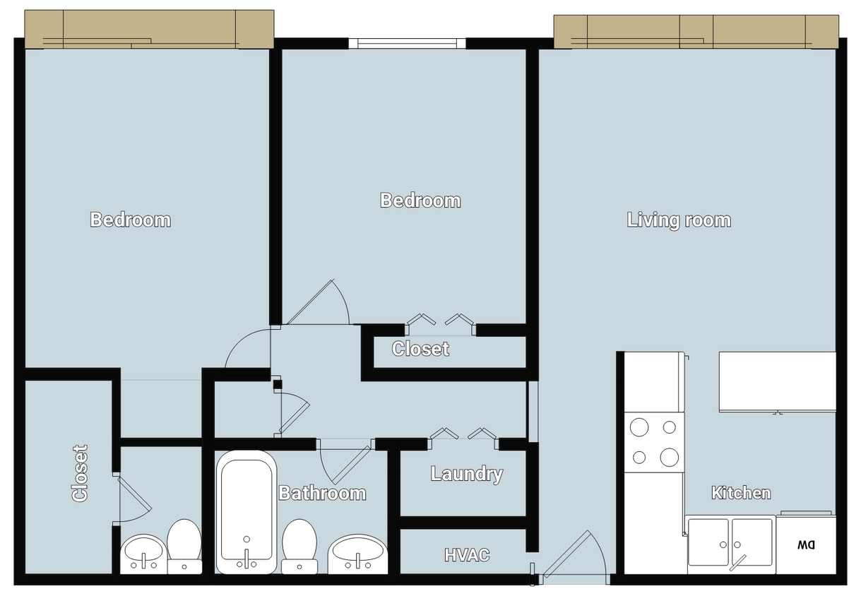Floor Plan - 2 Bedroom Gardens II
