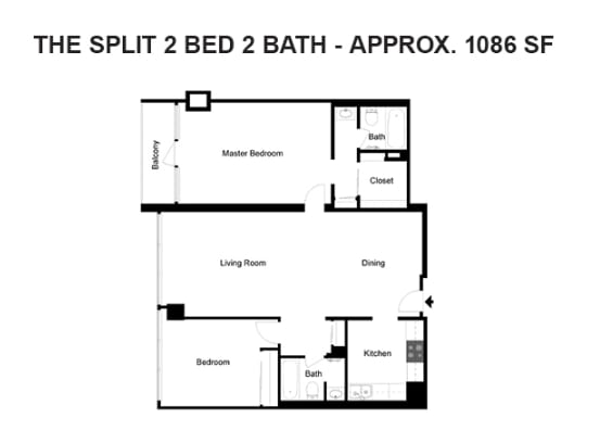 Floor Plan - 2 Bedroom 2 Bath Split