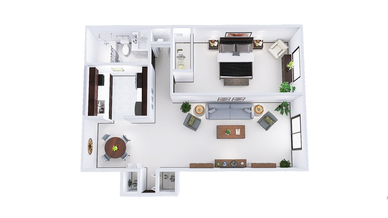 Floor Plan - 1 Bed, 1 Bath (C)