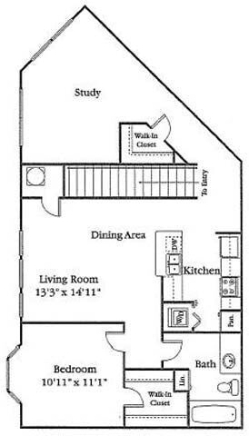Floor Plan - 1 Bedroom Study