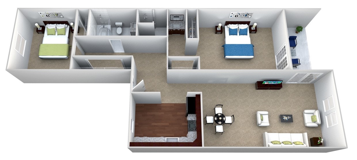 Floor Plan - 2 Bedroom 2 Bath