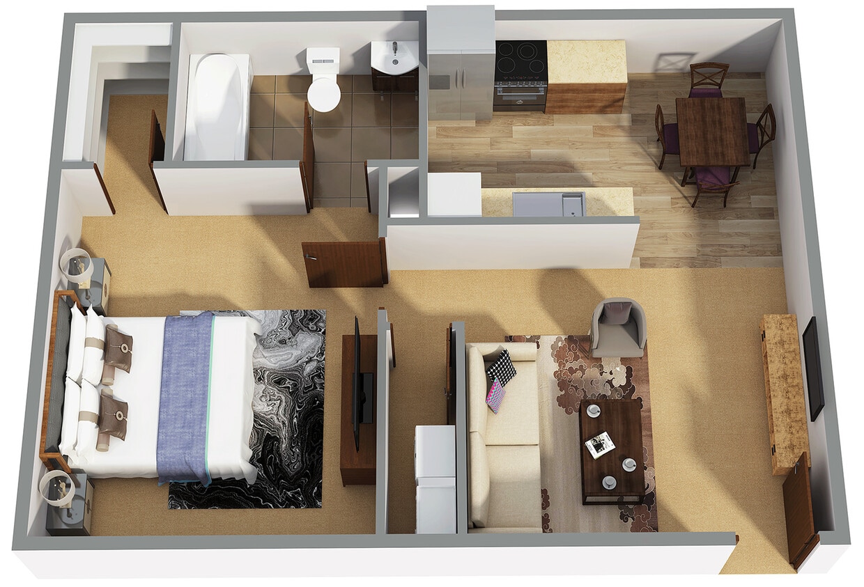 Floor Plan - 1 Bed 1 Bath 
