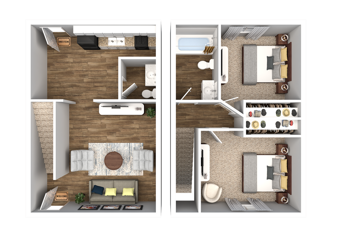2 Bedroom 1.5 Bathroom Townhome - 2 Bedroom 1.5 Bath 932 Townhome