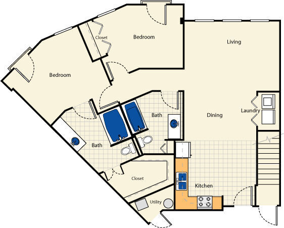 Floor Plan - 2 Bed 2 Bath