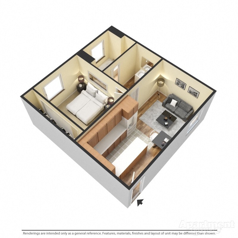 Floor Plan - 1 Bedroom 1 Bath 