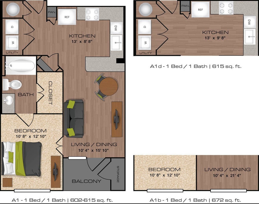 Lakeside Urban Center - A1 - 1 Beds - 1 Baths - 602 Sq. ft. - A1