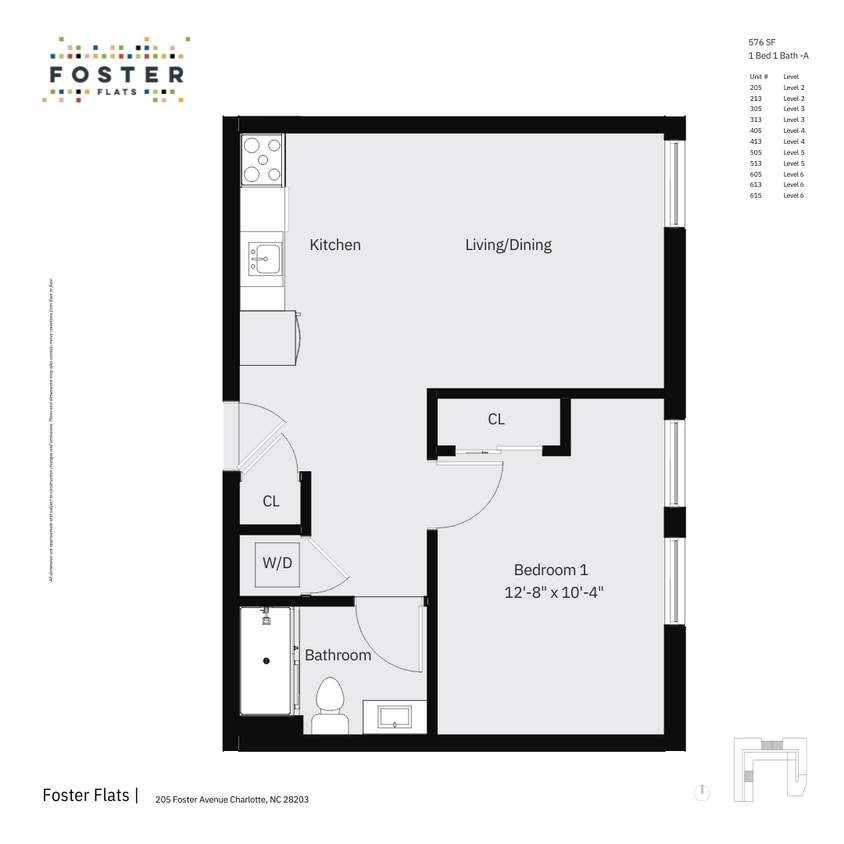 1 BED 1 BATH - A | 576 SF - 1 Bed 1 Bath - A