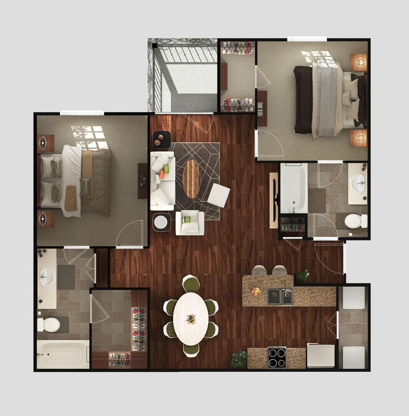 2 bedroom 953 sq ft - 2 Bedroom 2 Bathroom