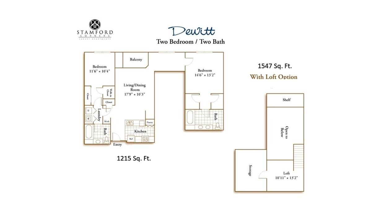 Floor Plan - 2 Bed/2 Bath-Dewitt w/Loft
